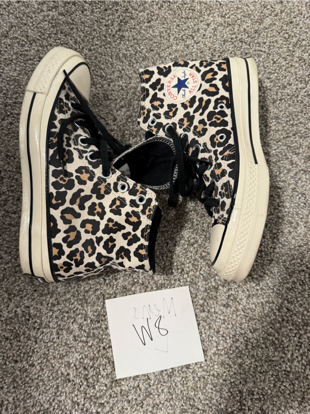 Converse Leopard Print High Top Sneakers - Black & Tan